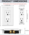 Slick White Decora Outlet With Night Light 6 Pack 15 Amp Tamper Resistant Wall Insert dimensions showing sizes and design details.