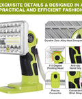 Cordless Spotlight LED Work Light Compatible With Ryobi 18V Battery 18W High Brightness 900 To 2000 Lumens showing pivoting head and grip
