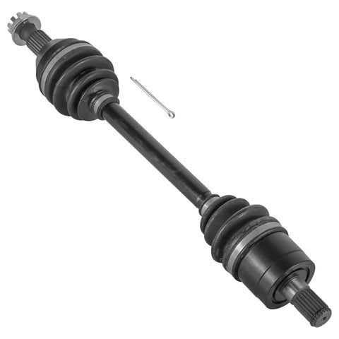 Rear Right Complete CV Joint Axle For Honda Rancher 420 TRX420FA TRX420FPA 4x4 AT EPS 2009 2010 2011 2012 2013 2014 Replacement Direct Fit Beefed Up Heavy Duty OEM Grade Assembly Built For Rugged Off Road Use; black axle with boot and cotter pin