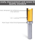 Detailed view of a bit from 40 Piece Router Bit Kit With One Half Inch Shank, High Carbide Bits For Edge Routing, Grooving, Plunge Cutting, And Shaping.