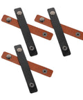 Premium Leather Cord Organizer Straps in brown and black, versatile ties for bundling cables while traveling.