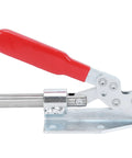 Beefy Push Pull Toggle Clamp for Quick Fixture Setup 180kg Holding Force Iron and Plastic Construction 13x8.5cm Clamp Tool for Equipment Installation Home Decor Woodworking Hand Use, red handle on base
