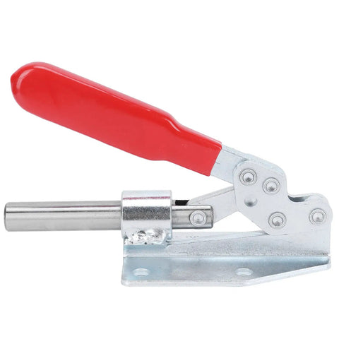 Beefy Push Pull Toggle Clamp for Quick Fixture Setup 180kg Holding Force Iron and Plastic Construction 13x8.5cm Clamp Tool for Equipment Installation Home Decor Woodworking Hand Use, red handle on base