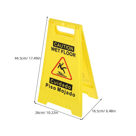 Two Pack Double Sided Folding Wet Floor Caution Signs Bright Yellow A Frame Stands Slip Hazard Markers Heavy Duty Shop Safety Gear For Retail Stores Job Sites Ready Setup