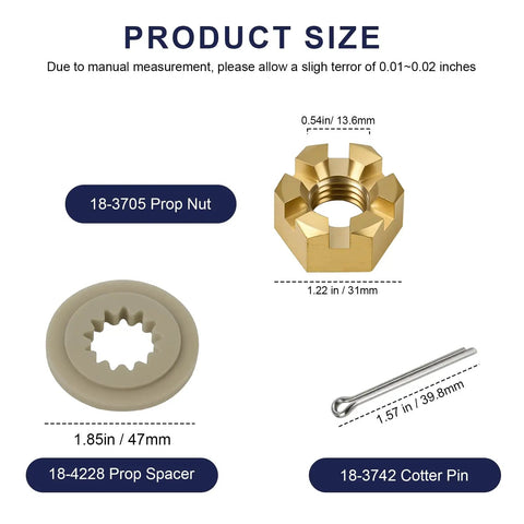 All In One Marine Prop Nut Kit With Spacer And Cotter Pin For Outboard Motors 40 140 HP Replaces GLM 22350 Evinrude Johnson