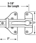 Diagram of Hinged Bar Lock For High Security Door Guard In Diecast Zinc With Classic Bronze Finish, 3-7/8 Inch Bar, 2-1/2 Inch Height