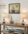 Pair of Anchor Accent Lamp With Cozy Coastal Vibe In Antique Iced Blue Resin Anchor Base Easy On Off Push Through Switch