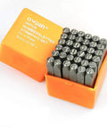 OWDEN 36-piece steel stamping set with letter and number punches in orange plastic case