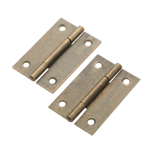Two Pack 50x33mm Antique Brass Furniture Hinges For Cabinets And Drawers Door Butt Hinge Vintage Decorative Hinges
