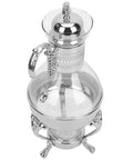 Heated Turkish Coffee Pot With Glass Pitcher And Lid, Luxury European Style Teapot Kettle, Zinc Alloy Construction, 37x18cm Silver