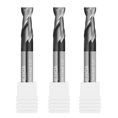 Three Piece Three Thirty Second Inch Carbide End Mill Set With Two Flutes HRC 55 AlTiN Coated Square End Mills for CNC Routers