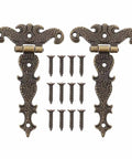 Rock Solid Heavy Duty Door Hinges For Cabinets And Furniture Badass Retro Alloy Finish with screws for easy installation.