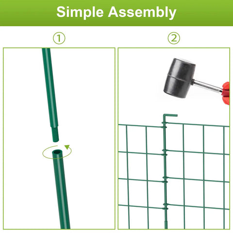 Assembly instructions for 20ft Green Garden Fence Panels For Dogs And Small Animals, Easy Install Rustproof Welded Wire Border.