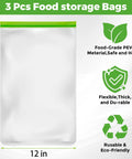 Image of 3 Pack Odor Proof Bear Bags For Food Storage, 12x20 Inch, with food-grade PEVA material and eco-friendly features.