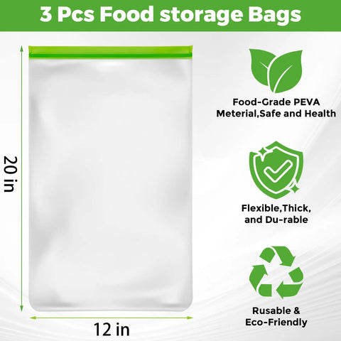 Image of 3 Pack Odor Proof Bear Bags For Food Storage, 12x20 Inch, with food-grade PEVA material and eco-friendly features.