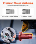 VEVOR Benchtop Metal Lathe Machine 7.87 X 13.78 Inches Precision Power Mill Tool with 600W Brush Motor for thread machining.
