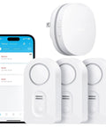 WiFi Water Leak Detector 3 Pack With Real Time Alerts And Email Or App Push Notifications, 100dB Adjustable Alarm, Smart Water Sensor displayed with app