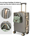 Ultralight Aluminum Frame Carry On Luggage With Smooth Spinner Wheels Red 22 Inch Suitcase Durable Scratch Resistant Travel Case For Men Women And Students featuring handbag hook on handle