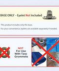EZ-Xtend base-only turn button for canvas; nickel-plated brass with stainless screws, short base, 10-pack