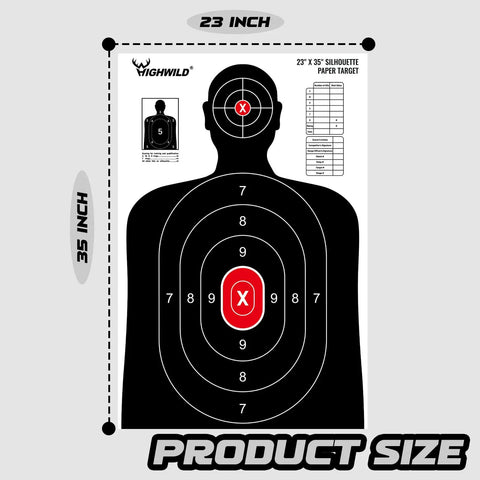 Silhouette Target Pack For Shooting Practice 23X35 Inches White And Black 50 Count Targets For Handguns Rifles Airguns BB Guns Ideal