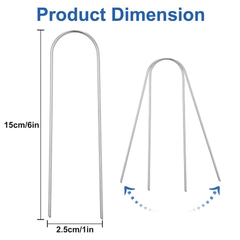 U Shape Drip Irrigation Stakes Pack Of 150 Heavy Duty Galvanized Garden Staples 6 Inch Rust Resistant Landscape Stakes dimensions