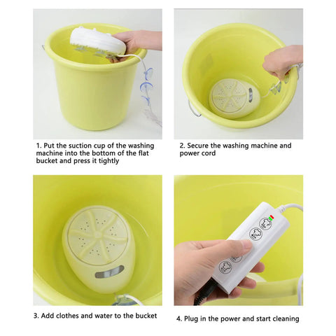 Steps to use a portable mini washing machine for road trips and compact laundry with gentle hand rub and tumbling action, 120W