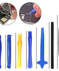 Pro Grade 21 Piece Phone Repair Kit with pry tools and screwdrivers for iPhone, iPad, and laptop screen repairs, shown with various tools.