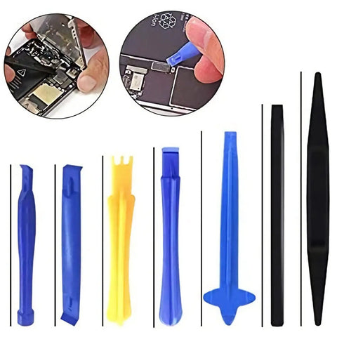 Pro Grade 21 Piece Phone Repair Kit with pry tools and screwdrivers for iPhone, iPad, and laptop screen repairs, shown with various tools.