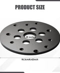 Heavy Duty Guide Bushing Router Plate Template For Woodworking Rock Solid Pp Build With 1.25 Inch Center Hole And 6.42 Inch Diameter viewed from above showing size and mounting holes.