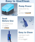 Air Stone Aquarium 1 Inch Cylinder Bubble Diffuser instructions with pump power, soaking, and cleaning guides.