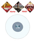 Lazy Susan Turntable Bearing 60cm to 120cm Sizes, 10mm Tempered Glass Plate, displayed with home and hotel settings