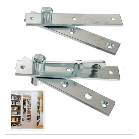 Heavy Duty Pivot Door Hinge Set, Stainless Steel Hidden Door Hinges for Bookshelf Doors, Invisible Pivot Hardware, 360 Degree Rotation