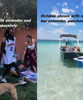 Portable Beach Table With Two Phone Slots, Lightweight Yet Sturdy And Durable, seen at beach with attached sand spike and tray