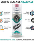 Front view of ERA Paints 2K Hi-Gloss Clear Coat spray can with turquoise label
