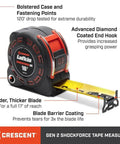 G2 16-Foot Tape Measure With Diamond End Hook Beefy Protective Blade Mylar Coating On First 6 Inches Wider Durable Blade