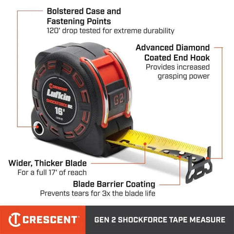 G2 16-Foot Tape Measure With Diamond End Hook Beefy Protective Blade Mylar Coating On First 6 Inches Wider Durable Blade