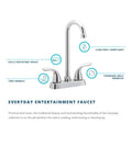 Everyday LK2477CR Deck Mount Bar Faucet With Lever Handles, Chrome Finish, ADA Compliant, Lead-Free NSF Certified, 360-Degree Spout