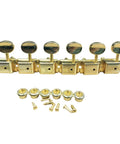 Stunning Gold Electric Guitar Tuning Pegs Set With 6 Right Semi-Enclosed Machine Heads And Premium Keys Plus Installation Hardware.
