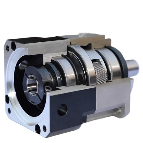 Rock Solid Planetary Helical Gear Reducer Designed For 750W Servo And Stepper Drives, precision cut section view.