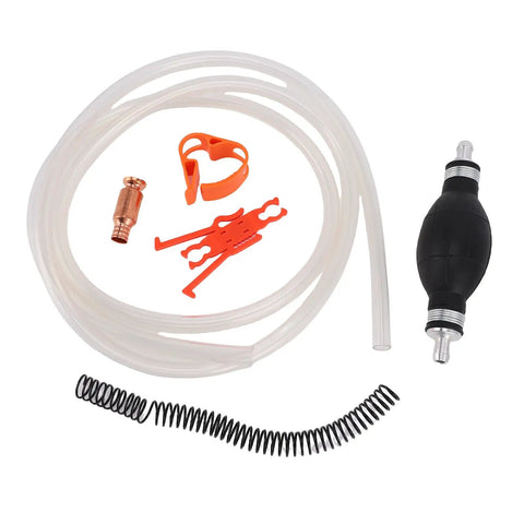 Portable Hand Fuel Transfer Pump With 8.2 Ft PVC Siphon Hose, Quick Gasoline Transfer For Cars, Lawn Equipment, Motorcycles, Easy Shake Siphon Action, High Efficiency Up To 3.5 GPM with hose and clamps