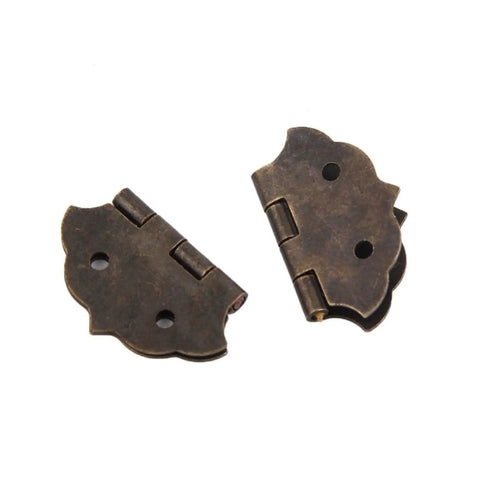 Antique Bronze Flower Pattern Hinges For Small Cabinets And Wooden Boxes, Decorative Butt Hinge With 4-Hole Mount, 29x32mm