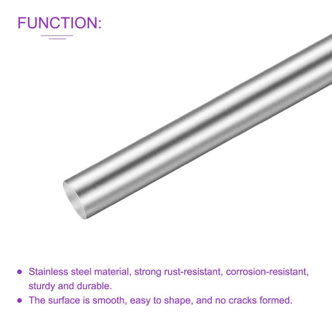 304 Stainless Steel Rods 200mm By 3.5mm, 5 Pack Lathe Bar Stock for DIY Model Builds, rust-resistant surface, side view