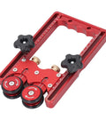 Heavy Duty Table Saw Roller Stand With Aluminum Alloy Construction And Dual Wheel Bearing Roller For Pro Woodworking And Serious DIYers, Easy Setup, Maximum Stability, And Long Lasting Performance, red component with adjustment knobs and rollers