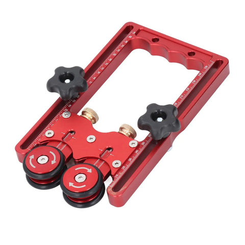Heavy Duty Table Saw Roller Stand With Aluminum Alloy Construction And Dual Wheel Bearing Roller For Pro Woodworking And Serious DIYers, Easy Setup, Maximum Stability, And Long Lasting Performance, red component with adjustment knobs and rollers