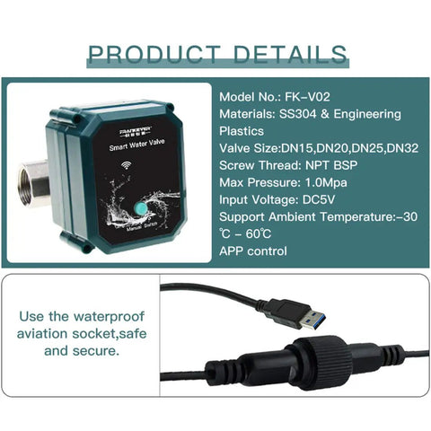 Smart Water Valve For Hose DN25 WiFi Remote Faucet Timer Works With Alexa And Google Home Durable SS304 Stainless Steel Build