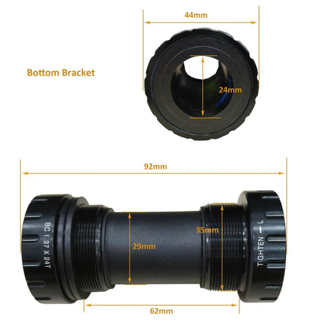 Bottom bracket bolts for Hollow Integrated Mountain Bike Crank Set 104 BCD 34T 170mm Aluminum Alloy, size details visible.