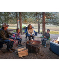 Family around campfire with Kids Glow In The Dark Camping Chair With Cup Holder And Carry Bag Portable Outdoor Folding Seat For Children