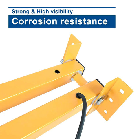 Close-up of yellow metal arm for LED Loading Dock Light With 40 Inch Swing Arm Heavy Duty Workhorse Dock Lighting, showing corrosion resistance