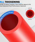 Cross-section of DOT Certified PA12 Nylon Red Air Hose showing wall thickness and dimensions for pneumatic tubing.