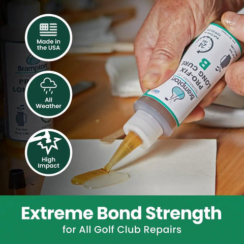 Applying PRO-FIX Long Cure Golf Epoxy For Full Club Set Build With 20 Minute Work Life Pro Grade Extra Strength on a surface